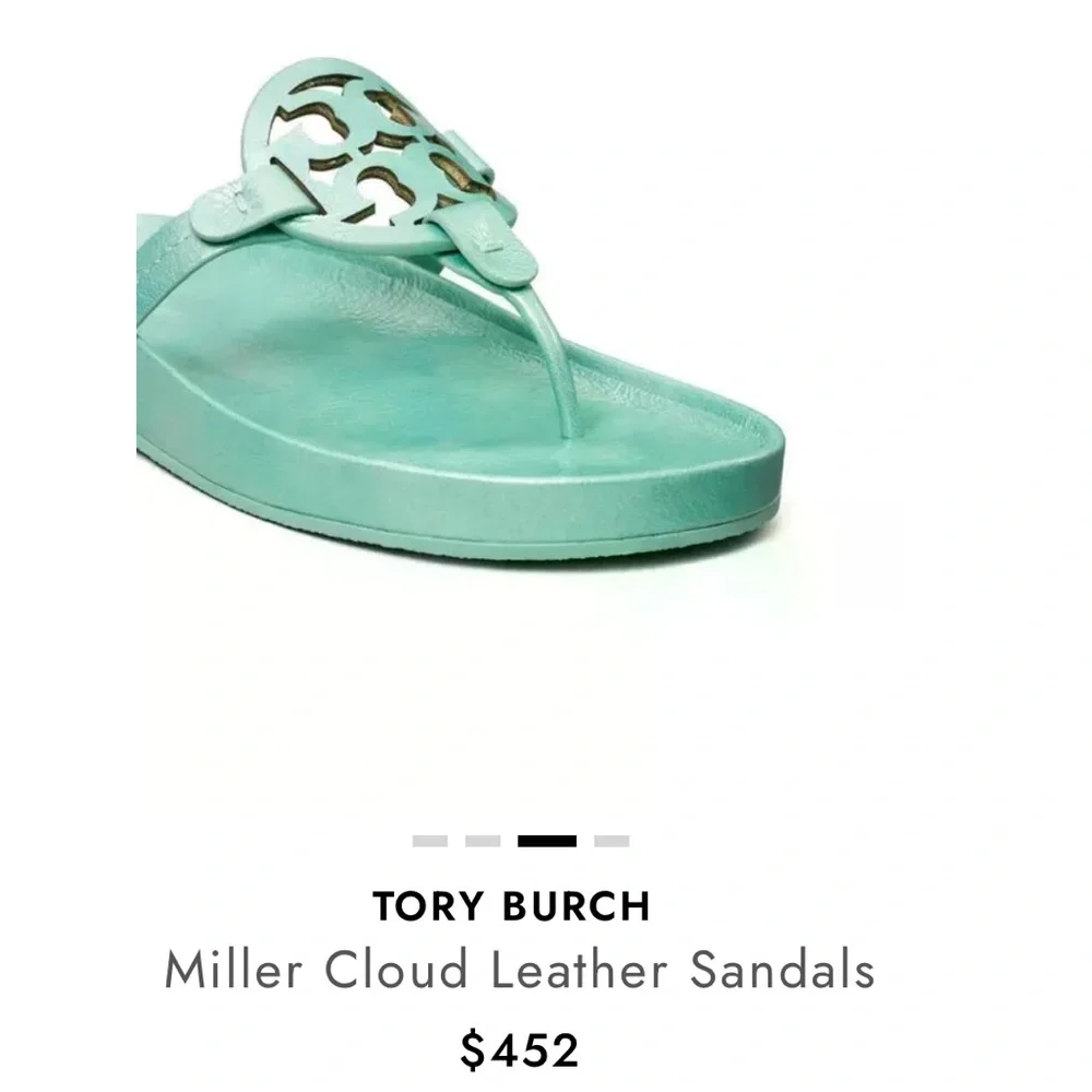 TORY BURCH MILLER CLOUD METALLIC LEATHER AUDREY BLUE 400 SIZE US 8  NEW